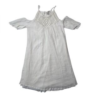 Speechless Women's White Short Cold Shoulder Dress Crochet Detail Size S Boho